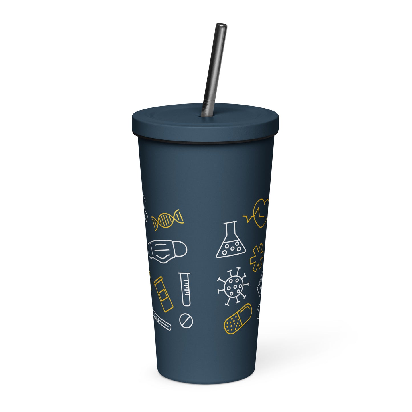 Insulated tumbler with a straw