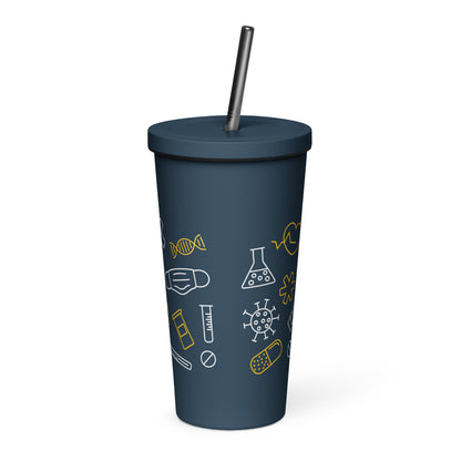 Insulated tumbler with a straw