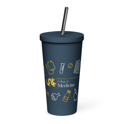 Insulated tumbler with a straw