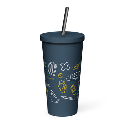 Insulated tumbler with a straw