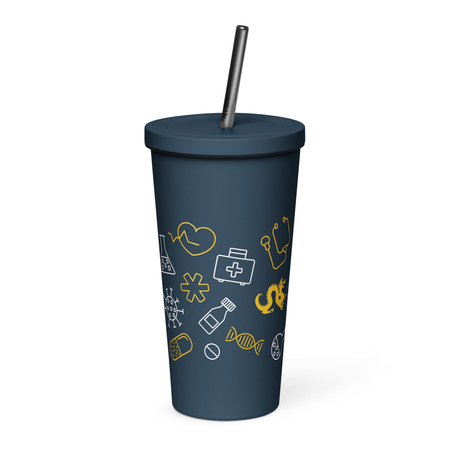 Insulated tumbler with a straw