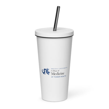 DUCOM Tower Health Insulated tumbler with a straw